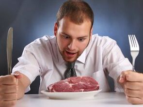 گوشت در رژیم غذایی یک مرد برای افزایش قدرت